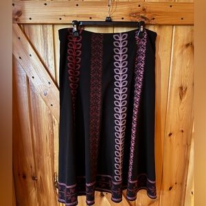 Sunny Leigh Sunny Leigh Skirt Size 14 Black Pink Embroidered A-Line Midi Skirt